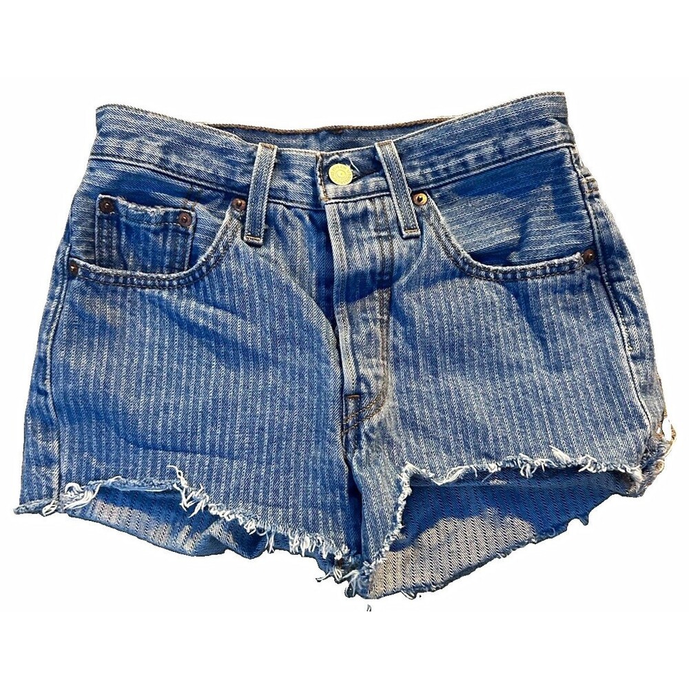 Levi’s 501 Women’s Denim Cut Off Shorts W24 High Rise Button Fly Blue Jean Short